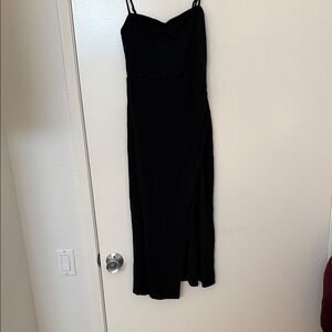 Aritzia Black Strapless Cowl Slip Dress